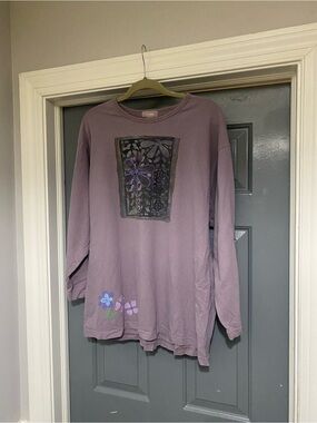 Blue Fish Vintage Purple Floral Patch Long Sleeve Tee